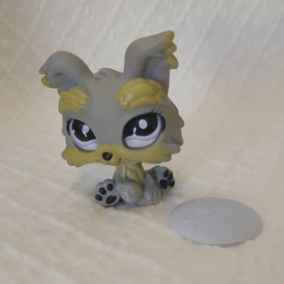 Vintage Littlest Pet Shop #883 Yorkie G2 with Original Frisbee - Picture 1 of 13